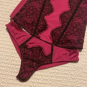 Incanto Fuchsia and black lace panties, size S